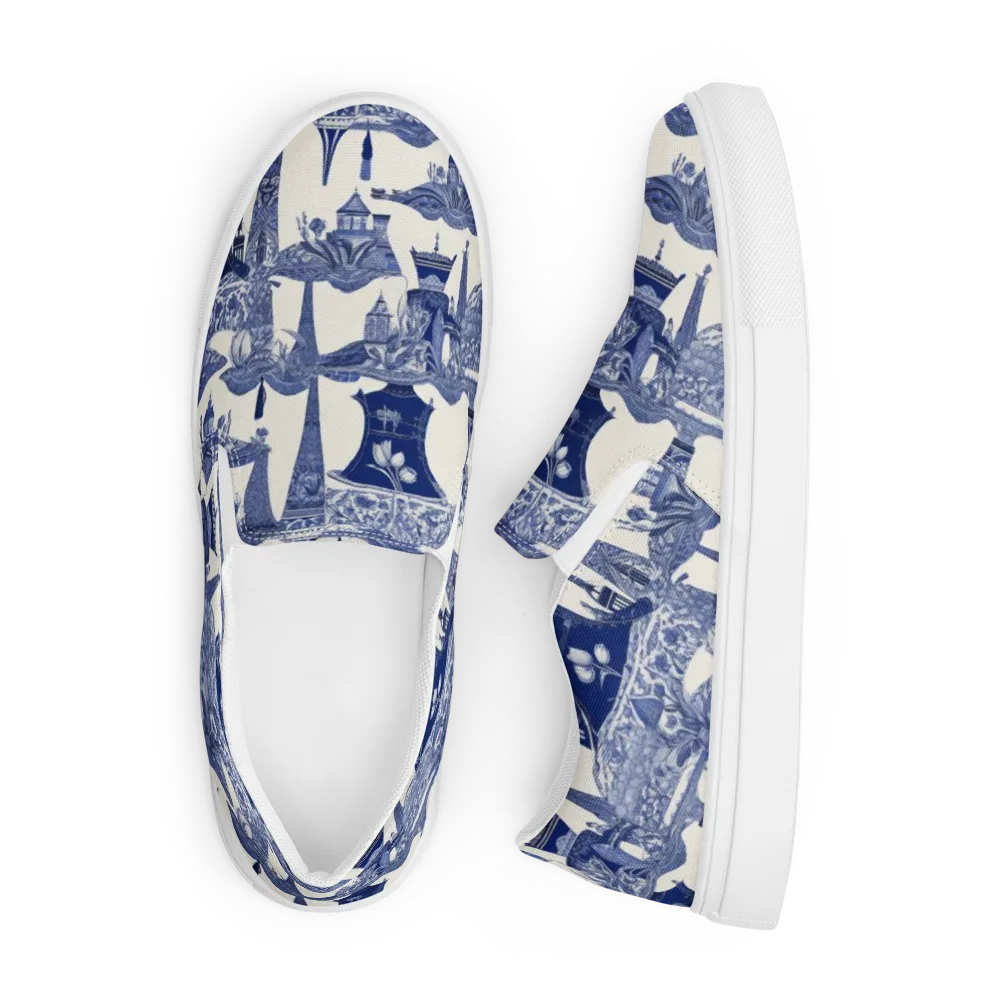 Cobalt Cabinet Garden on Men's Slip-On Canvas Shoes — Front