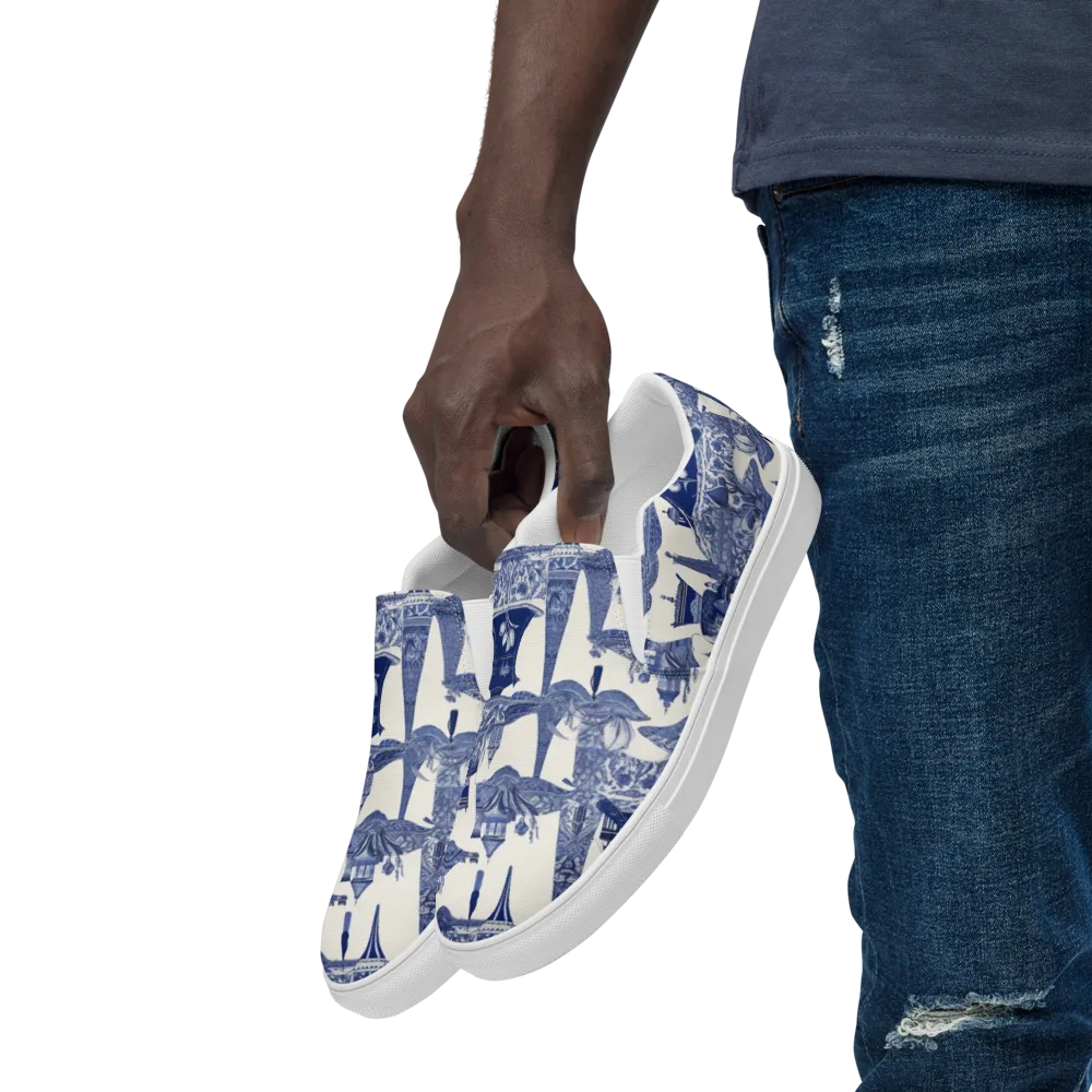 Cobalt Cabinet Garden on Men's Slip-On Canvas Shoes — Left Front