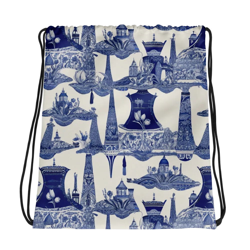Cobalt Cabinet Garden on Drawstring Bag — Photo