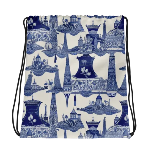 Cobalt Cabinet Garden on a Drawstring Bag