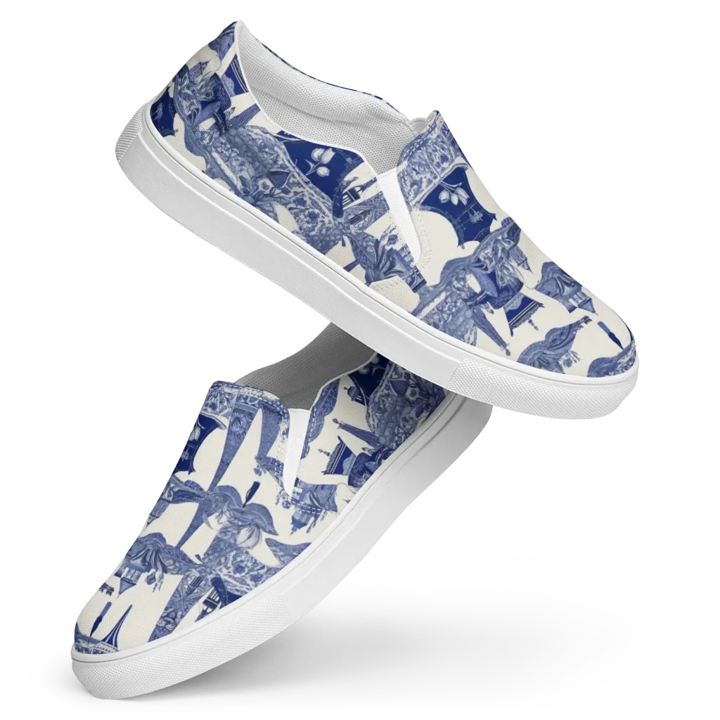 Cobalt Cabinet Garden on Women's Slip-On Canvas Shoes — Front