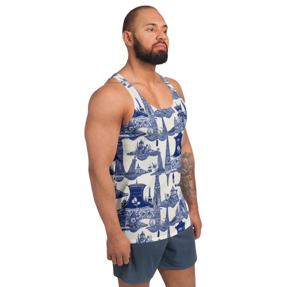 Cobalt Cabinet Garden on Men's Tank Top — Right Front