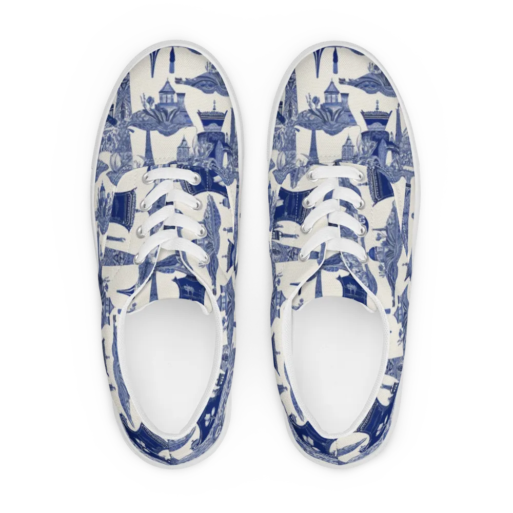 Cobalt Cabinet Garden on Men's Lace-Up Canvas Shoes — Front