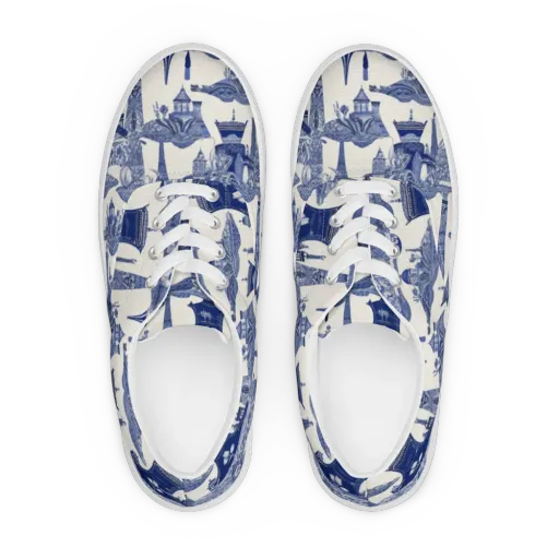 Cobalt Cabinet Garden on a Men's Lace-Up Canvas Shoes