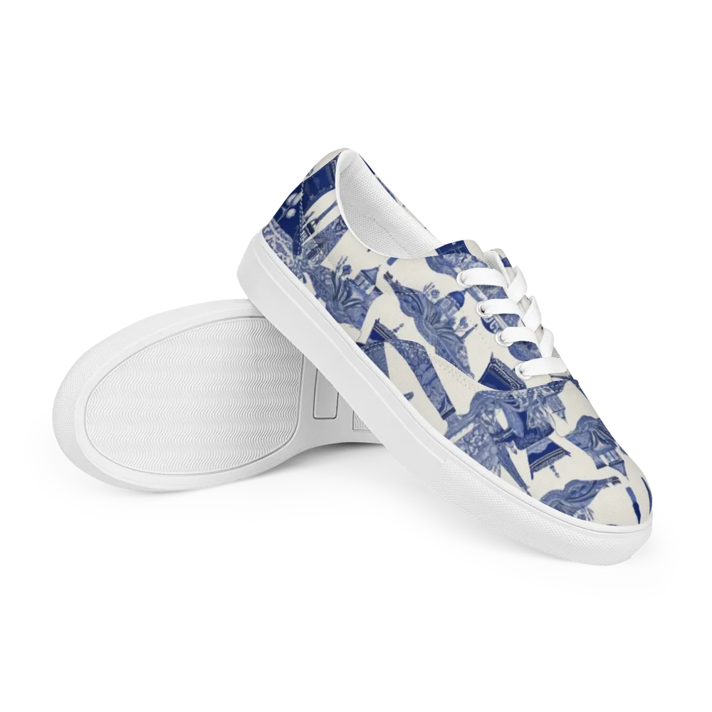 Cobalt Cabinet Garden on Men's Lace-Up Canvas Shoes — Right Front