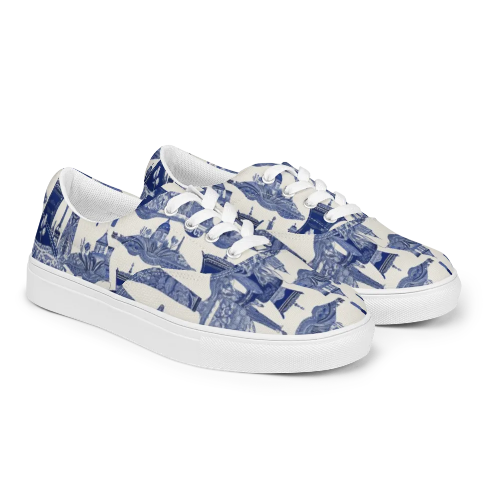 Cobalt Cabinet Garden on Men's Lace-Up Canvas Shoes — Right Front