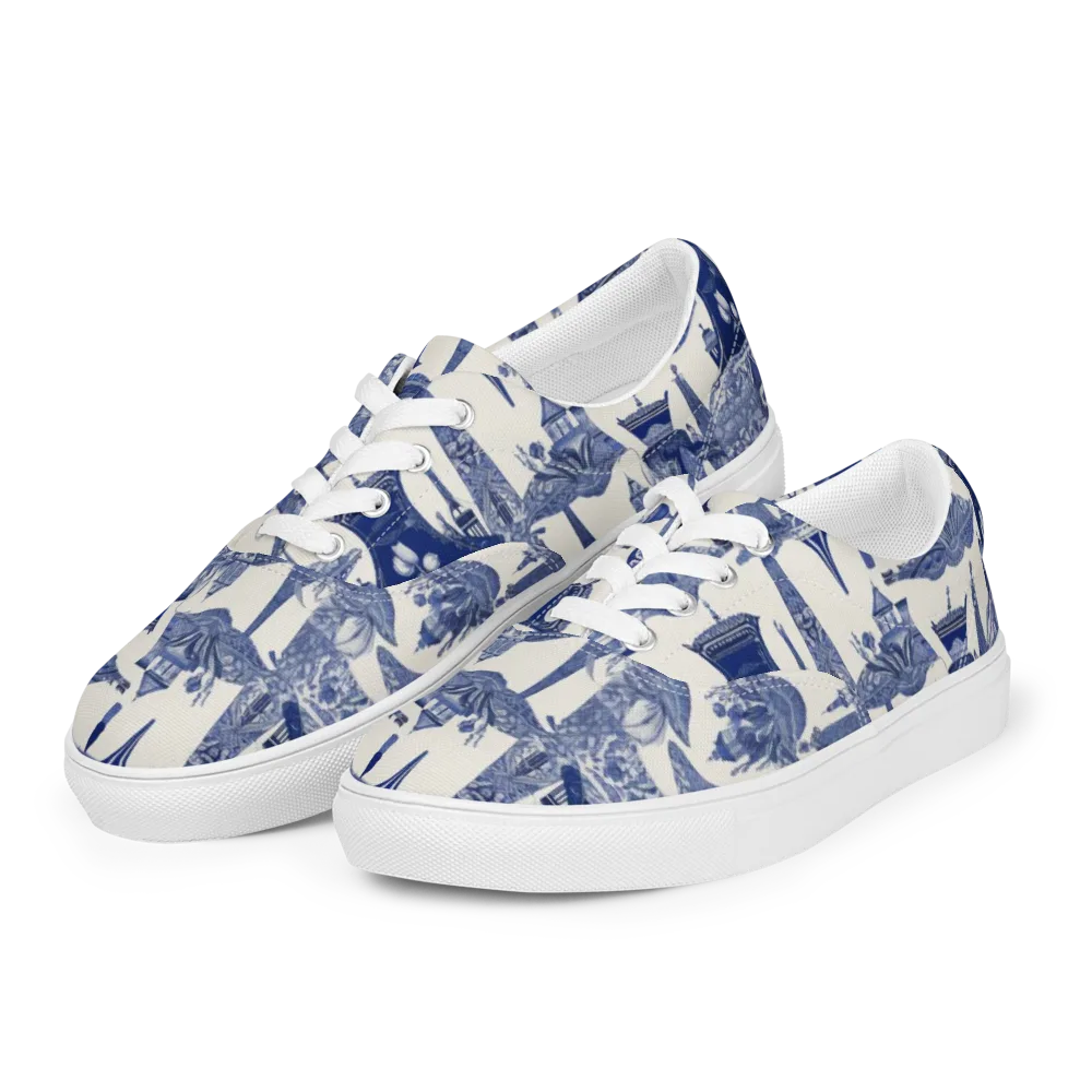Cobalt Cabinet Garden on Men's Lace-Up Canvas Shoes — Left Front