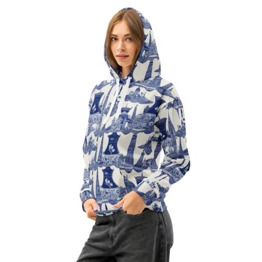 Cobalt Cabinet Garden on a Cotton Hoodie