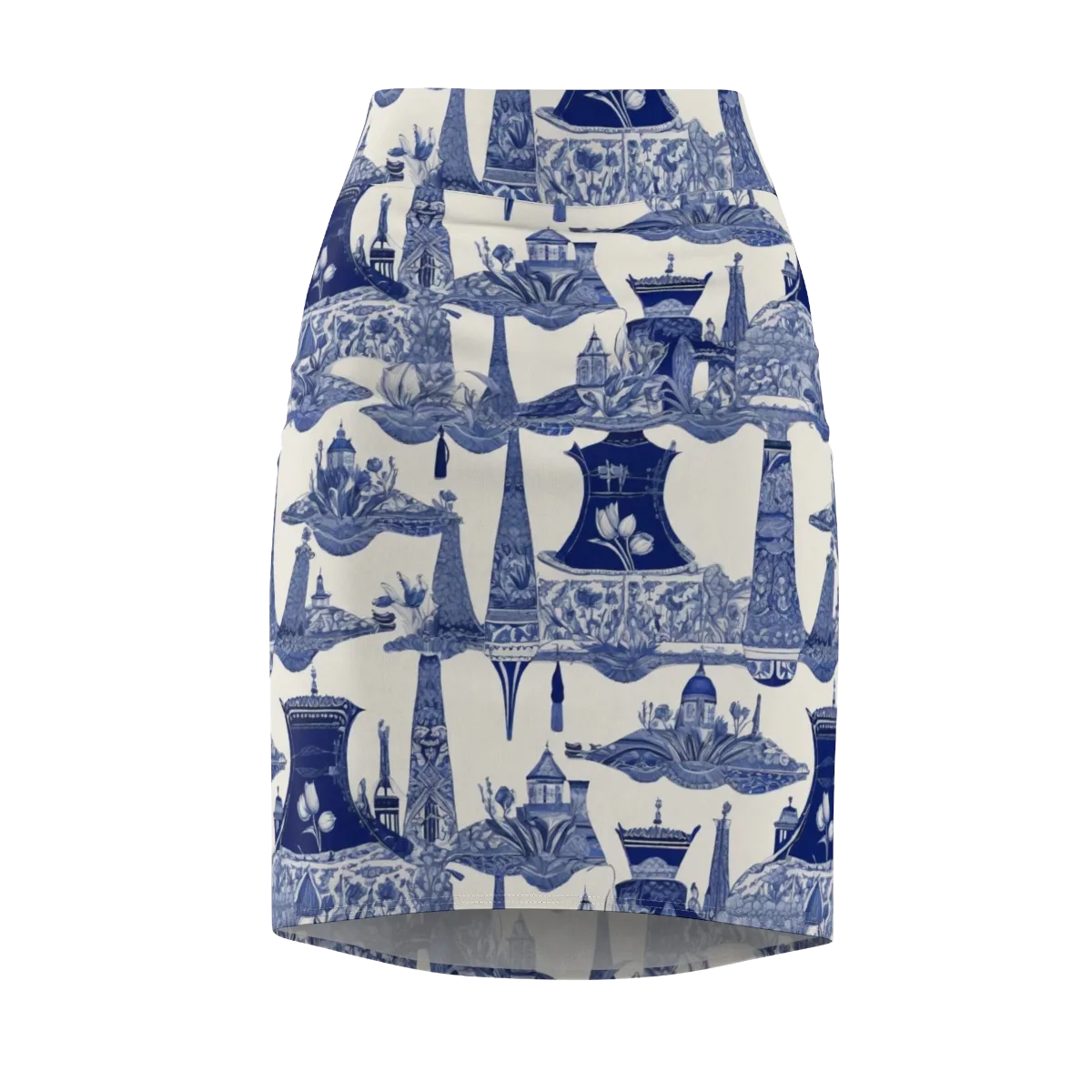 Cobalt Cabinet Garden on Pencil Skirt — Front