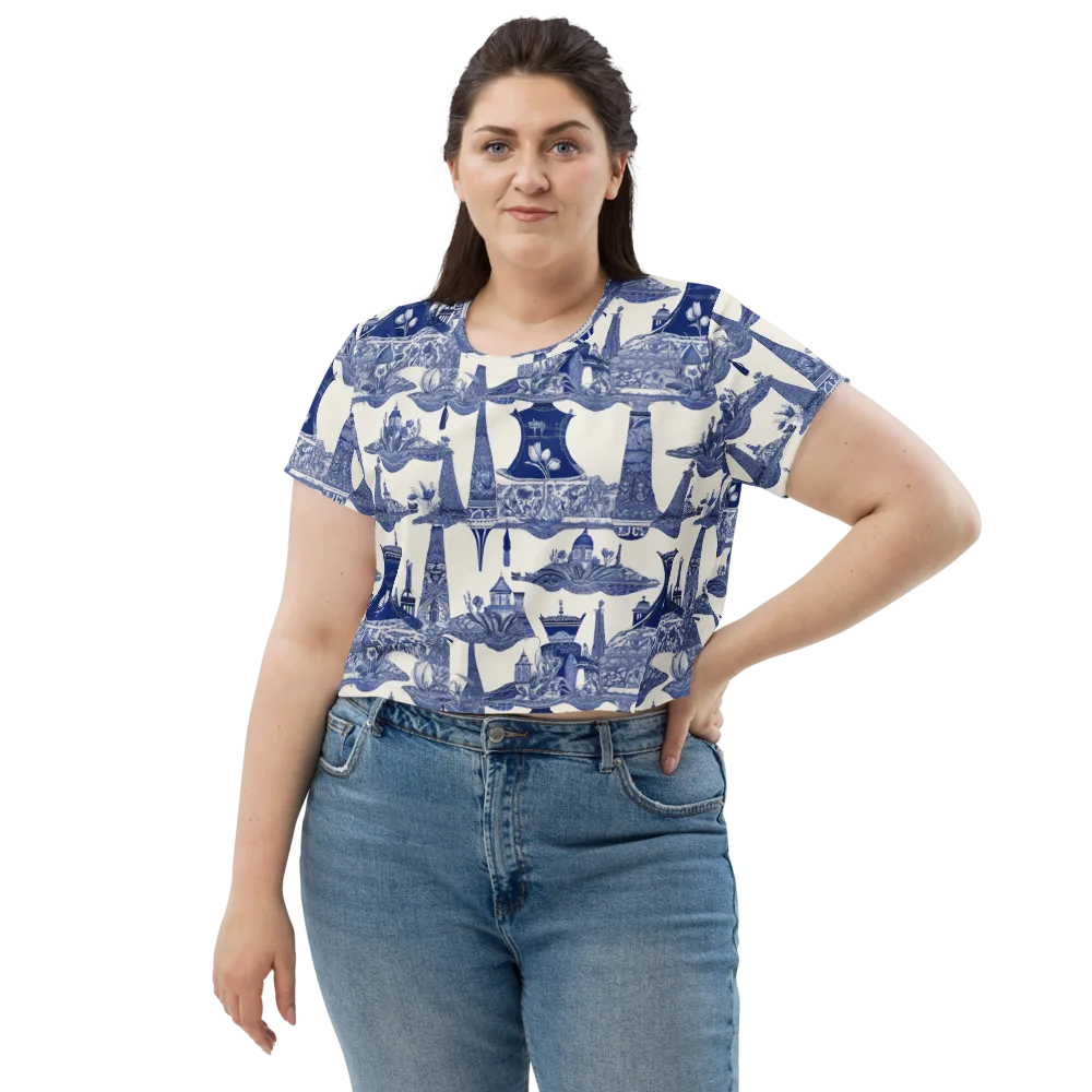 Cobalt Cabinet Garden on Crop Tee — Front