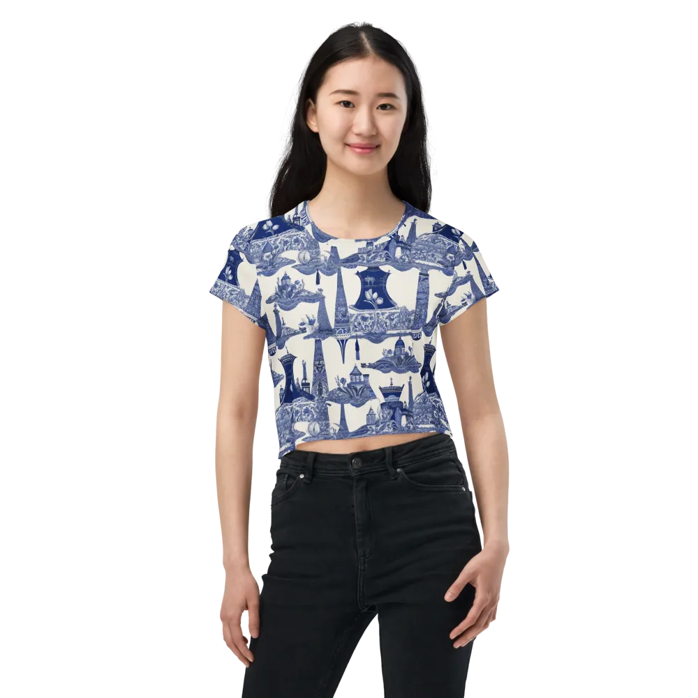 Cobalt Cabinet Garden on Crop Tee — Front