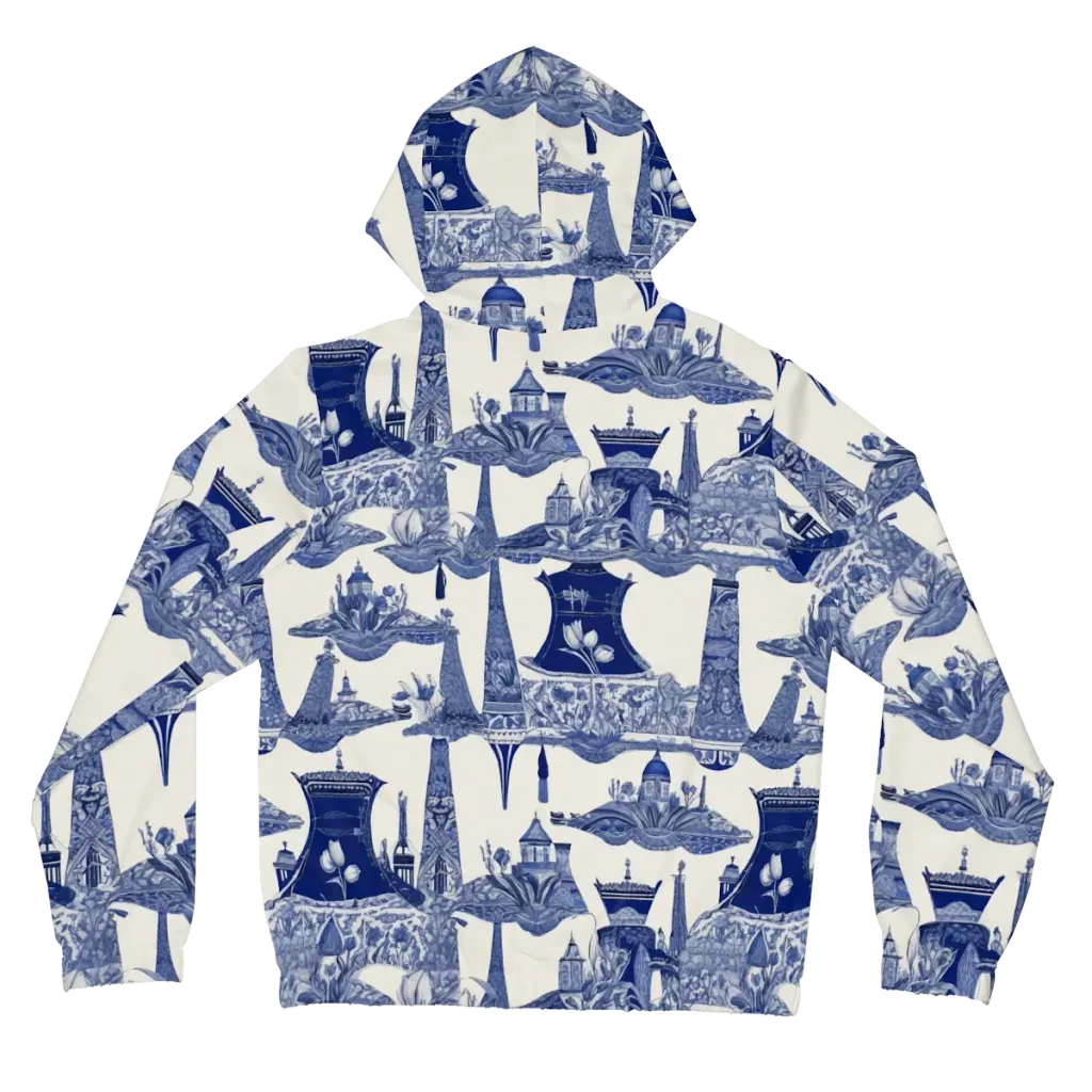 Cobalt Cabinet Garden on Women's Full-Zip Hoodie — Back