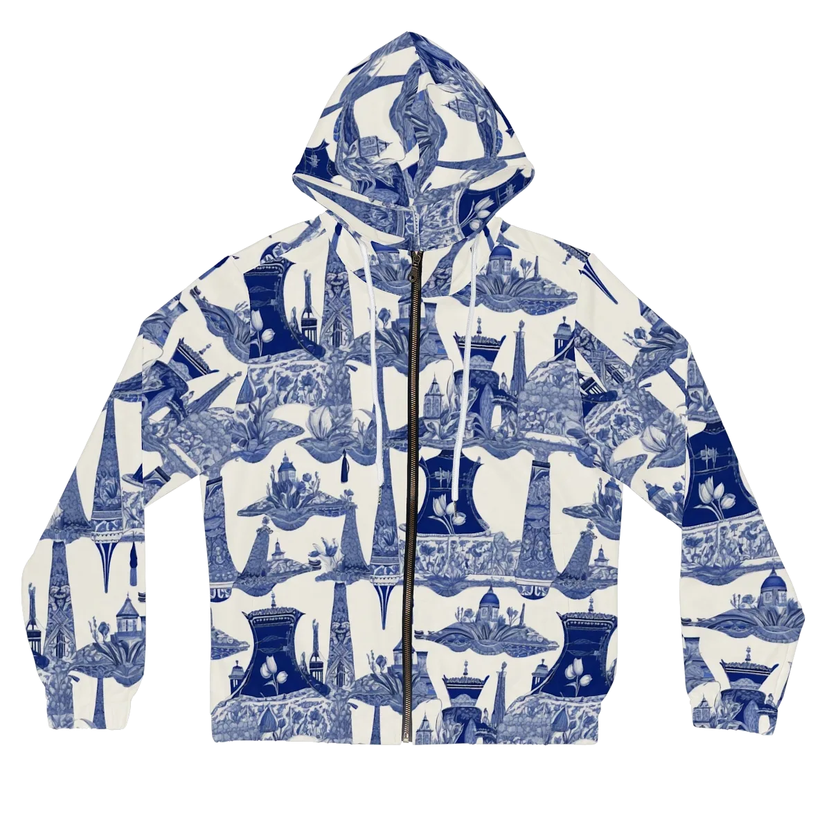 Cobalt Cabinet Garden on Women's Full-Zip Hoodie — Front