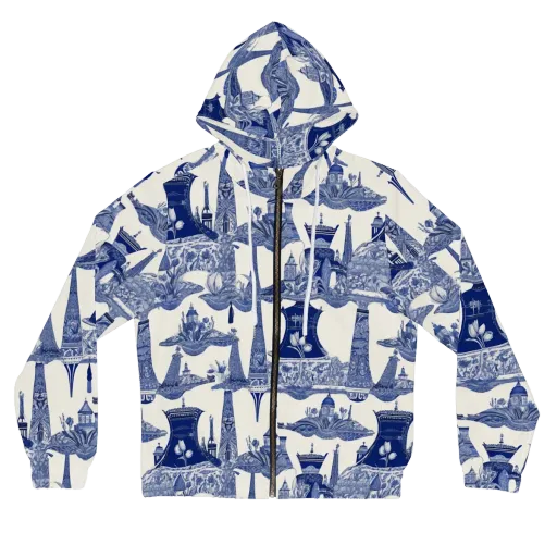 Cobalt Cabinet Garden on a Women's Full-Zip Hoodie