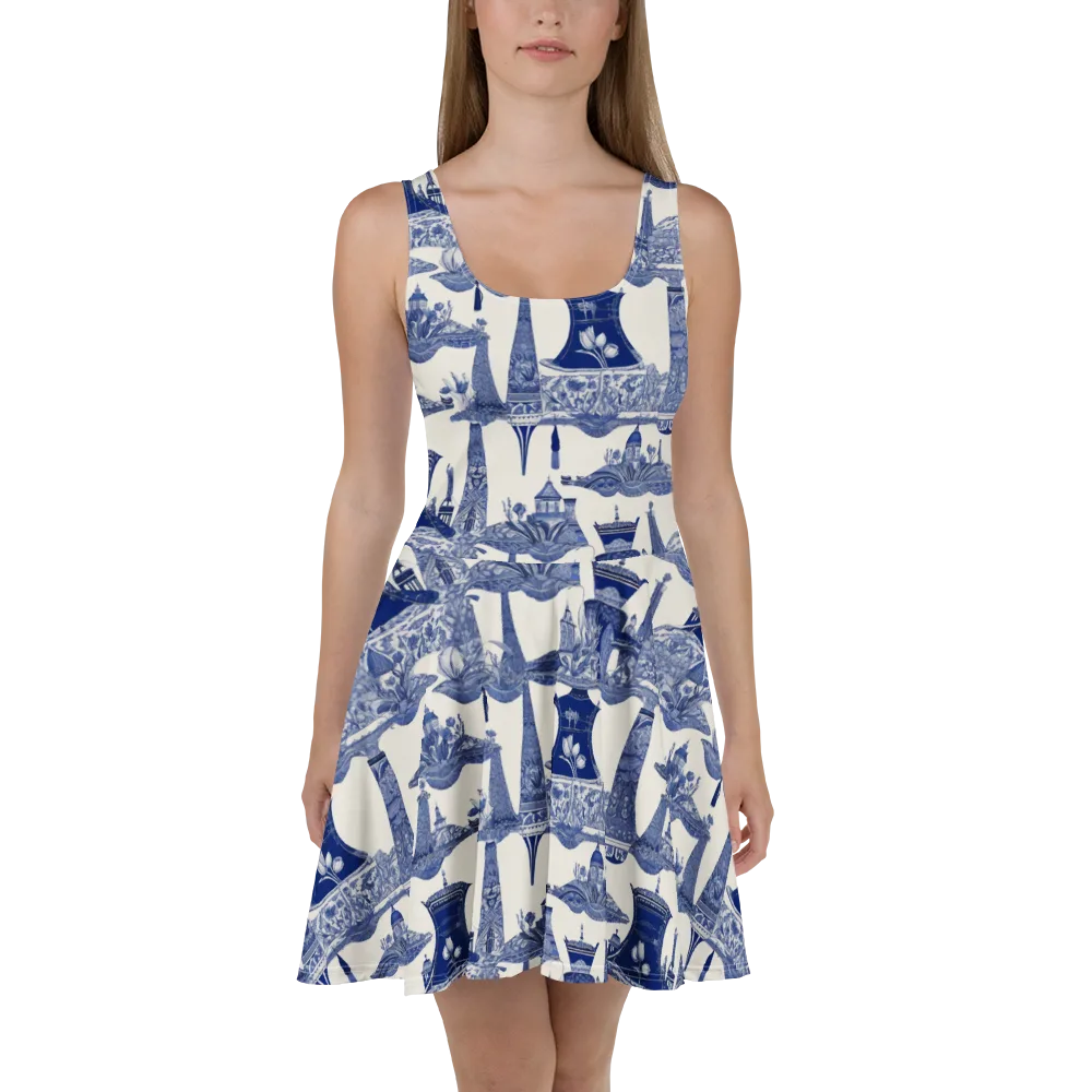 Cobalt Cabinet Garden on Skater Dress — Front