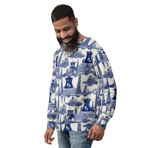 Cobalt Cabinet Garden on a Sweatshirt