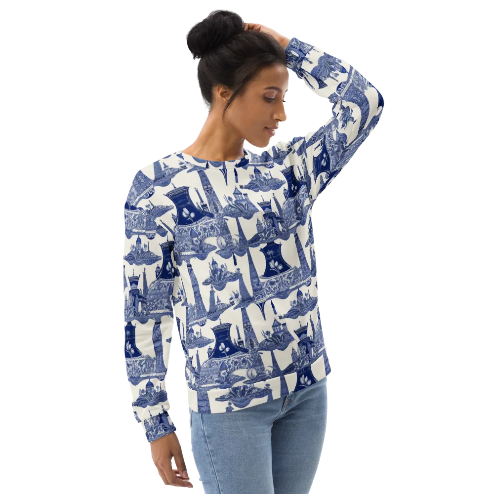 Cobalt Cabinet Garden on Sweatshirt — Right Front