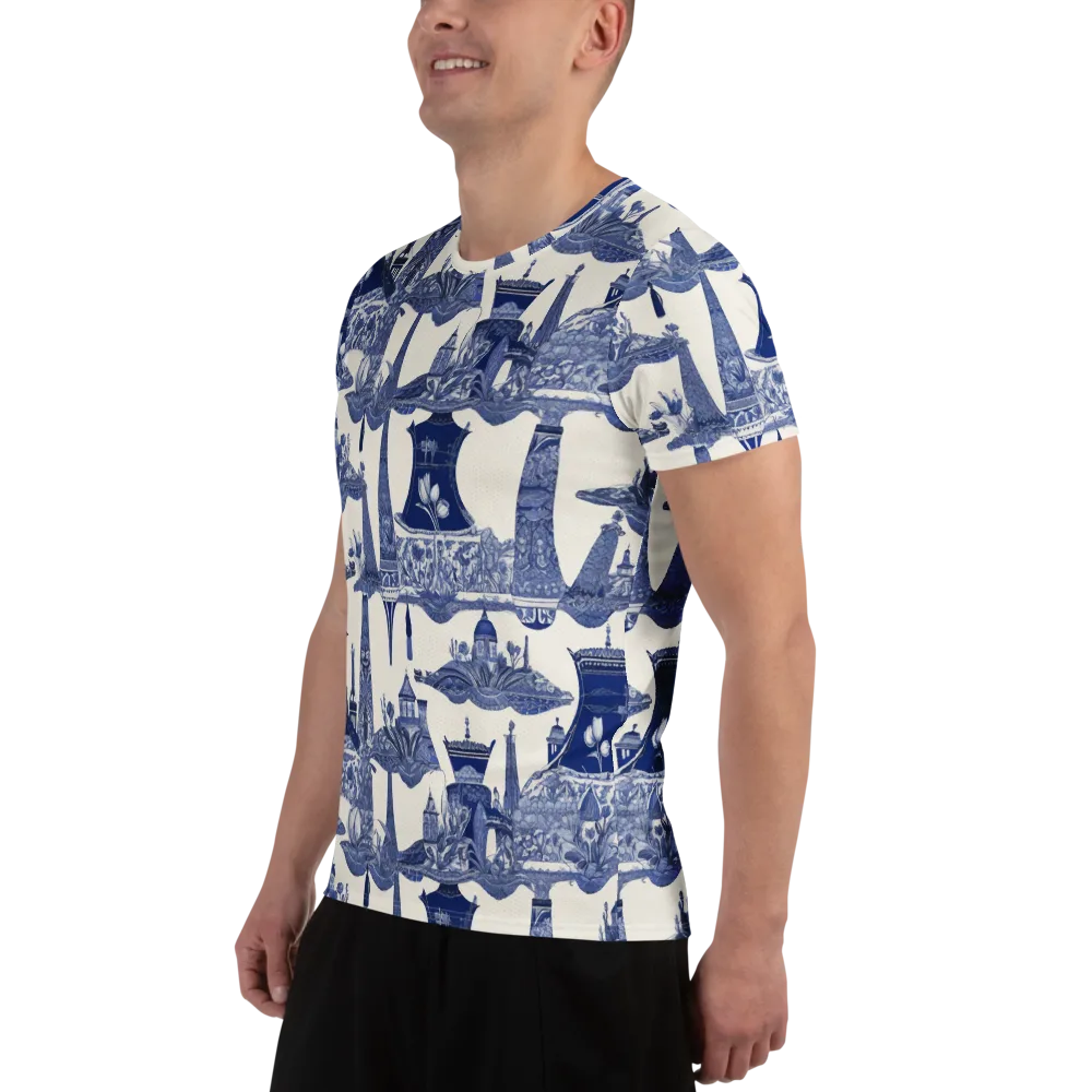 Cobalt Cabinet Garden on Men's Athletic T-Shirt — Left