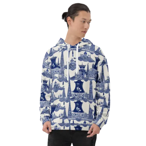 Cobalt Cabinet Garden on a Hoodie