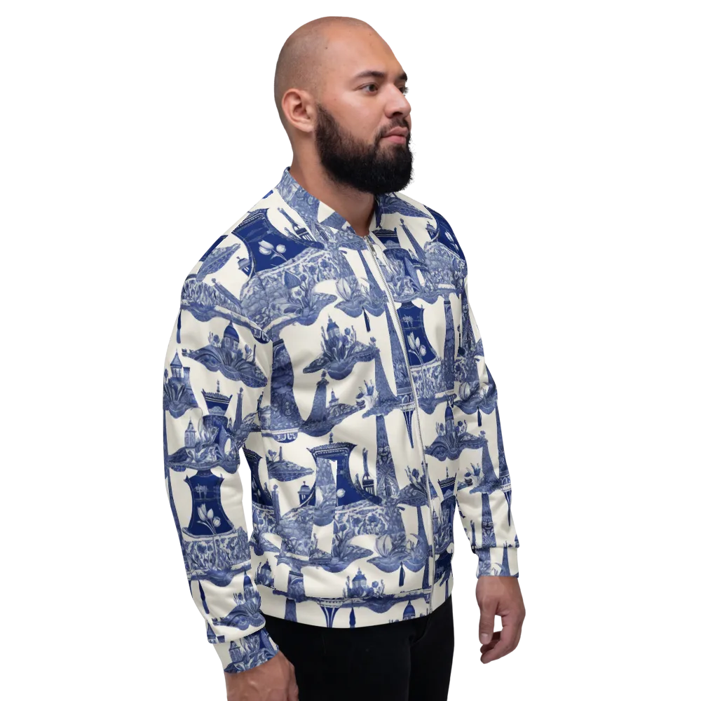 Cobalt Cabinet Garden on Bomber Jacket — Right