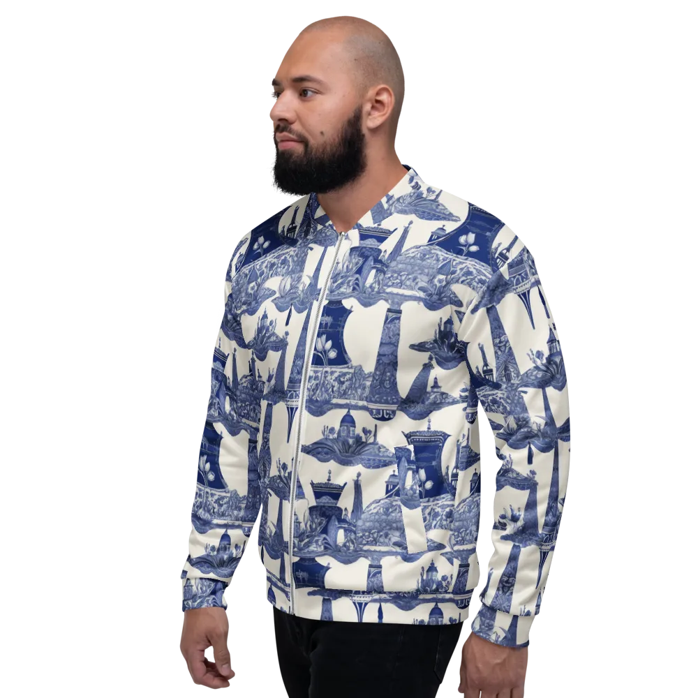 Cobalt Cabinet Garden on Bomber Jacket — Left