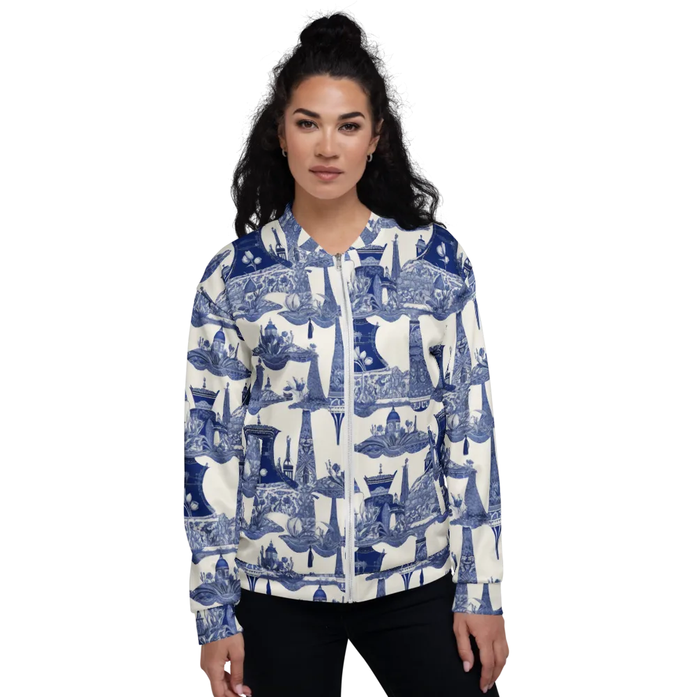 Cobalt Cabinet Garden on Bomber Jacket — Front