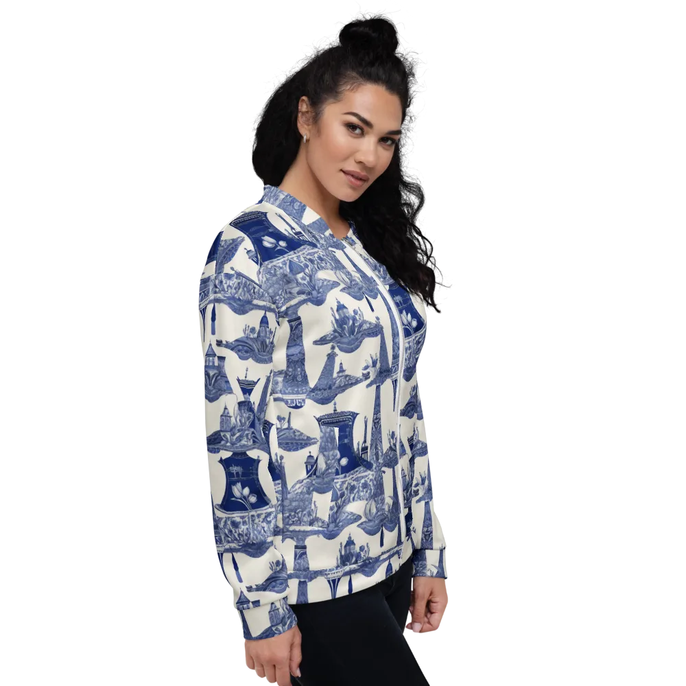 Cobalt Cabinet Garden on Bomber Jacket — Right