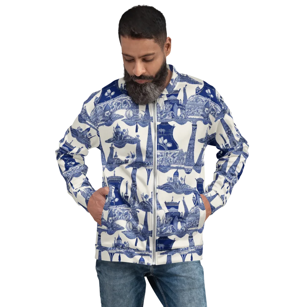 Cobalt Cabinet Garden on Bomber Jacket — Front