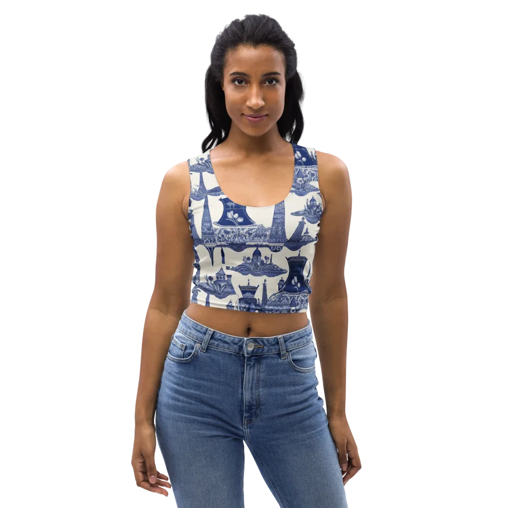 Cobalt Cabinet Garden on Crop Top — Front