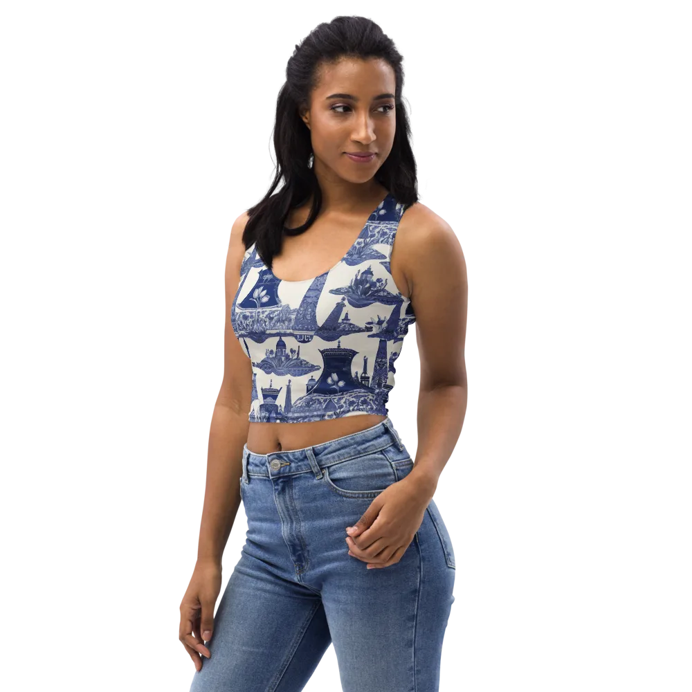 Cobalt Cabinet Garden on Crop Top — Left Front