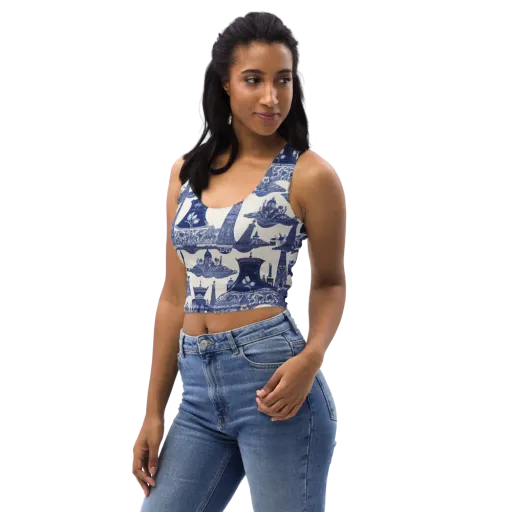 Cobalt Cabinet Garden on a Crop Top