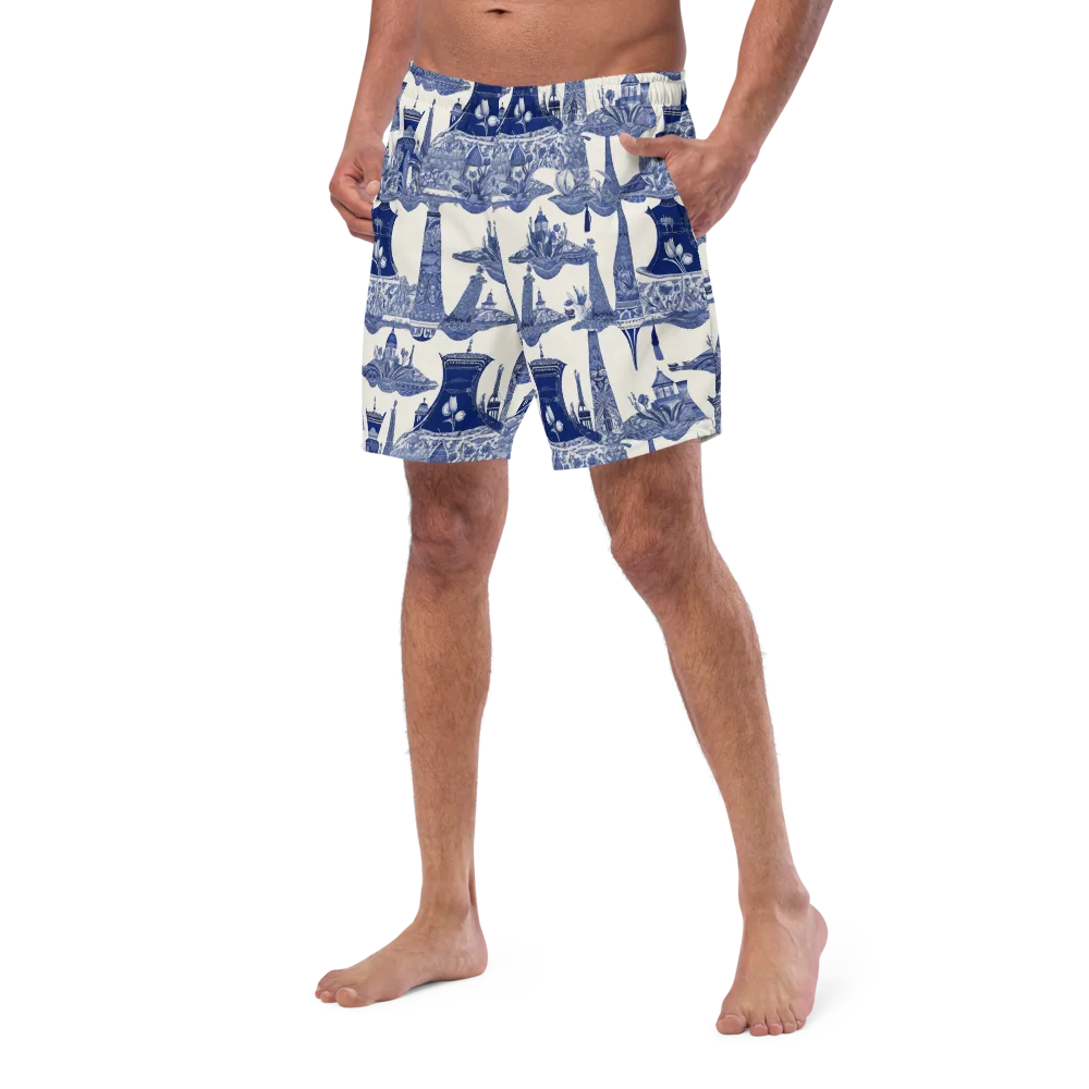 Cobalt Cabinet Garden on Swim Trunks — Left Front