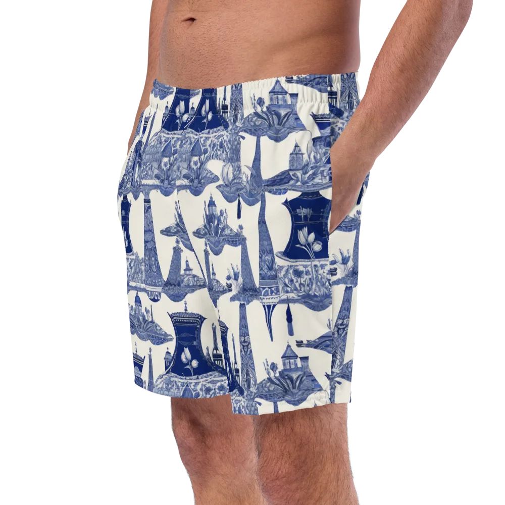 Cobalt Cabinet Garden on Swim Trunks — Left Front
