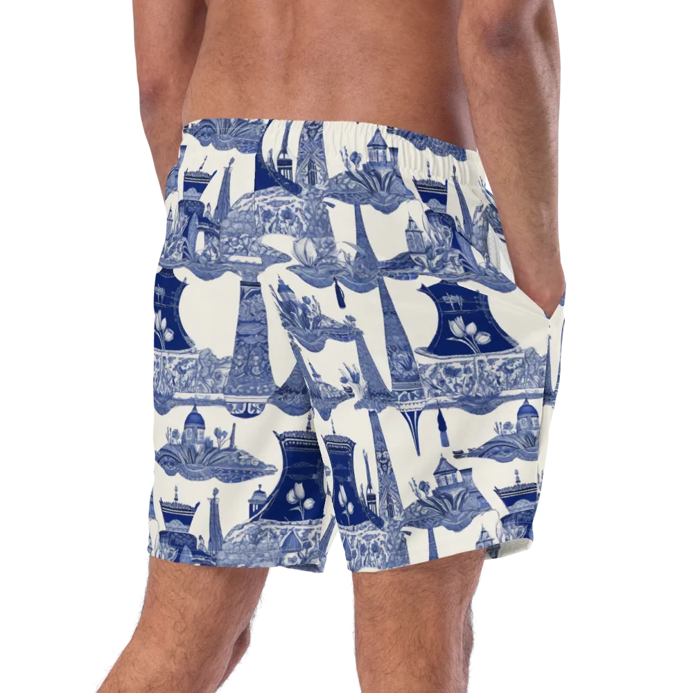 Cobalt Cabinet Garden on Swim Trunks — Right Back