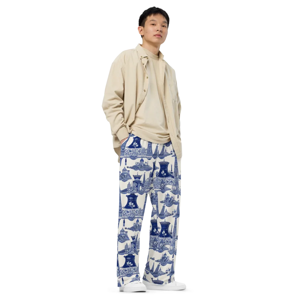 Cobalt Cabinet Garden on Wide-Leg Pants — Right Front