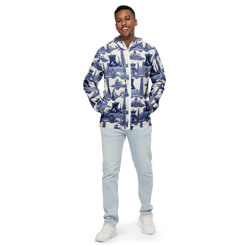 Cobalt Cabinet Garden on Men's Windbreaker — Front