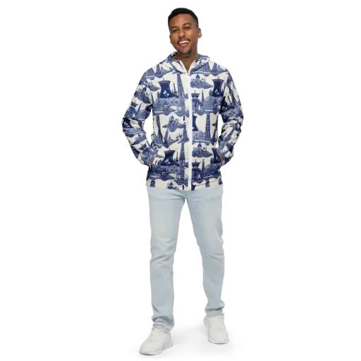 Cobalt Cabinet Garden on a Men's Windbreaker