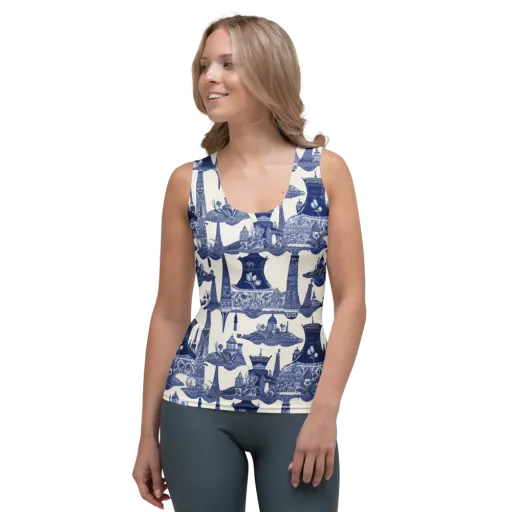 Cobalt Cabinet Garden on a Women's Tank Top