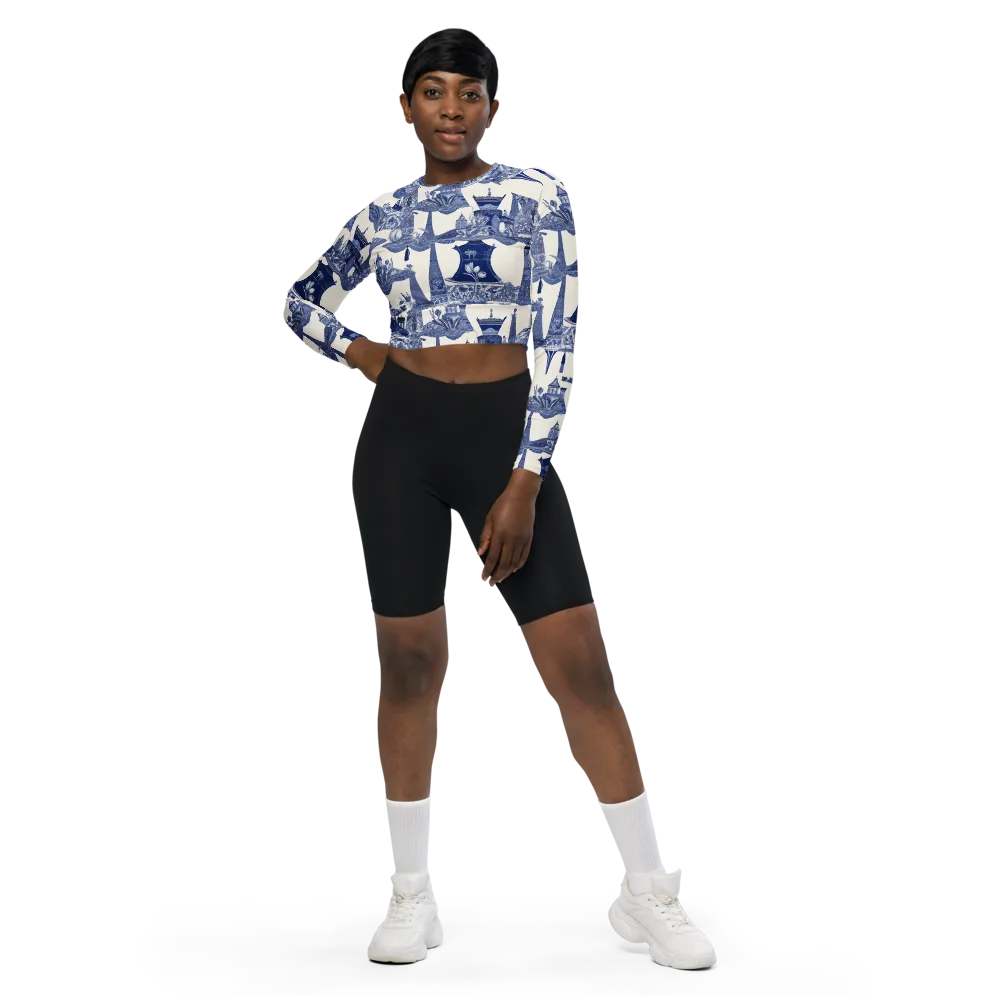 Cobalt Cabinet Garden on Long Sleeve Crop Top — Front
