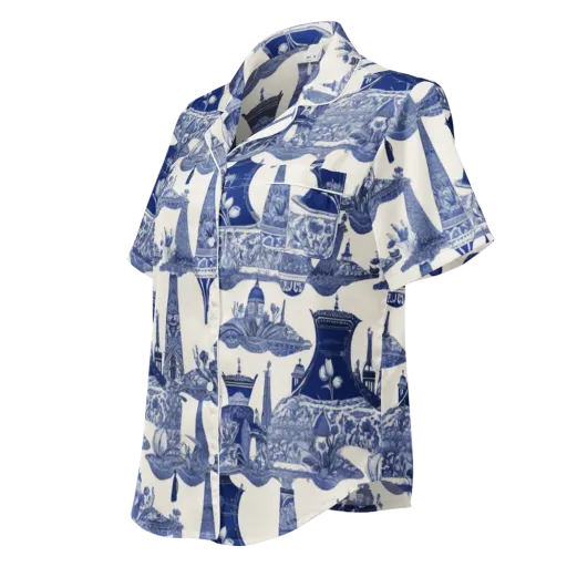 Cobalt Cabinet Garden on a Women's Short Sleeve Pajama Top