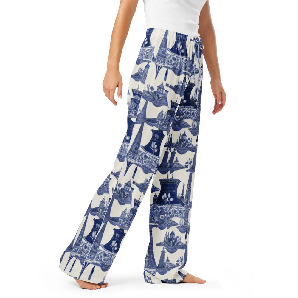 Cobalt Cabinet Garden on Women's Pajama Pants — Right Front