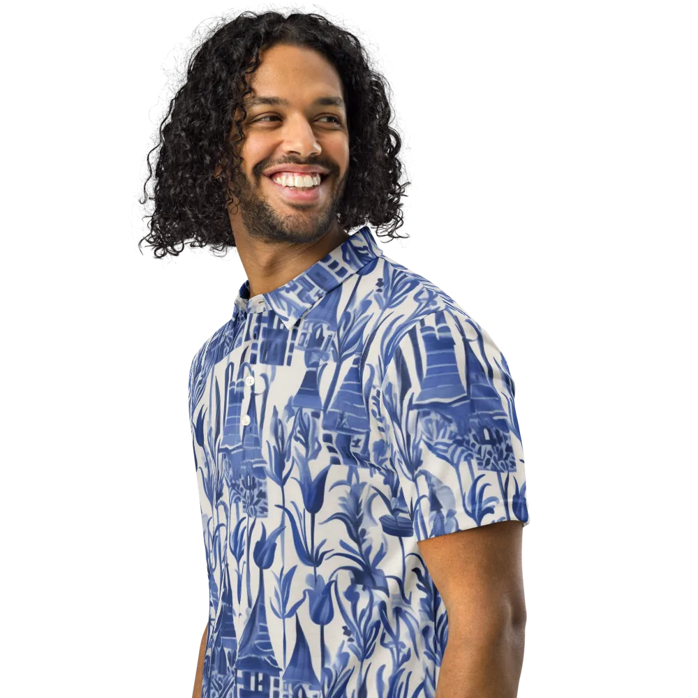 Bluebell Borough on Men's Slim Fit Polo Shirt — Left Front