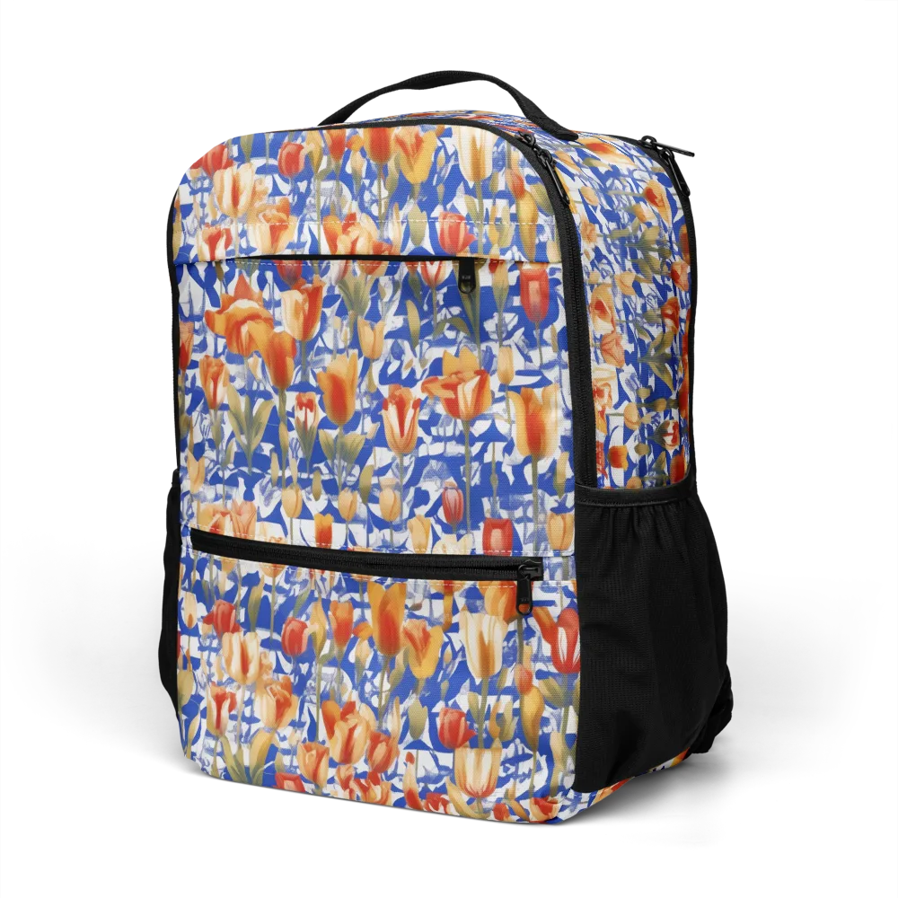 Cobalt Tulip Riot on Utility Backpack — Left Front