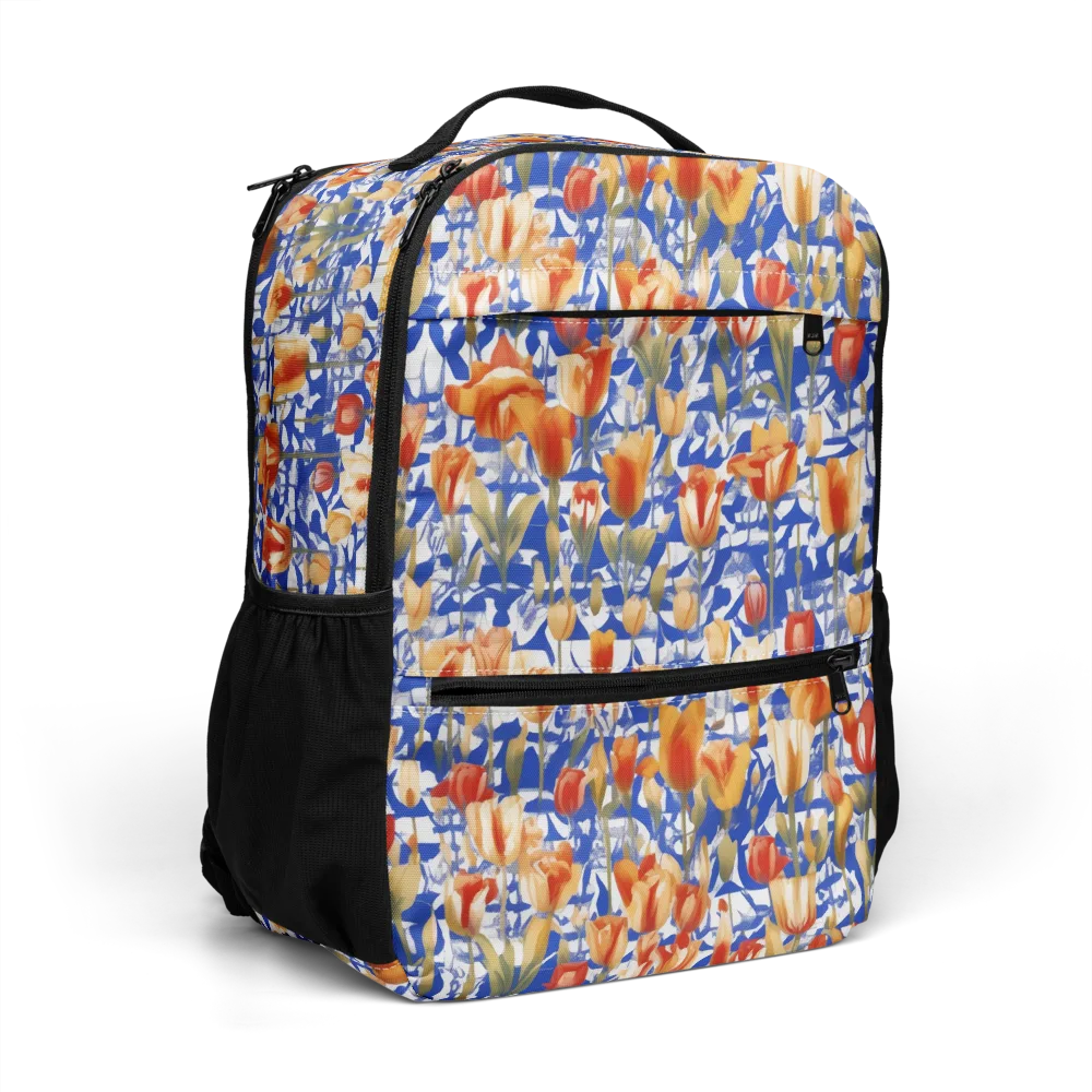 Cobalt Tulip Riot on Utility Backpack — Right Front