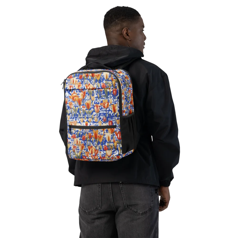 Cobalt Tulip Riot on Utility Backpack — Back