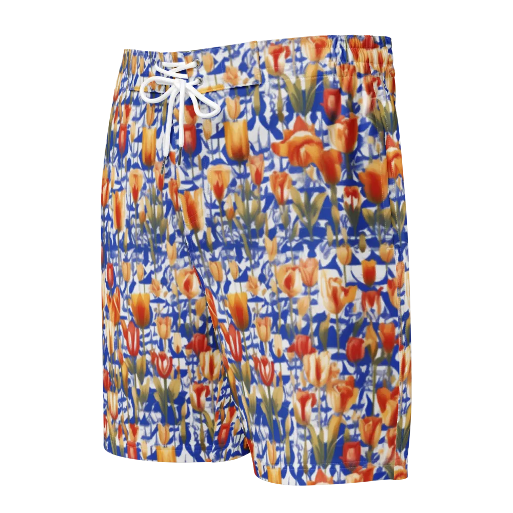 Cobalt Tulip Riot on Men's Board Shorts — Front
