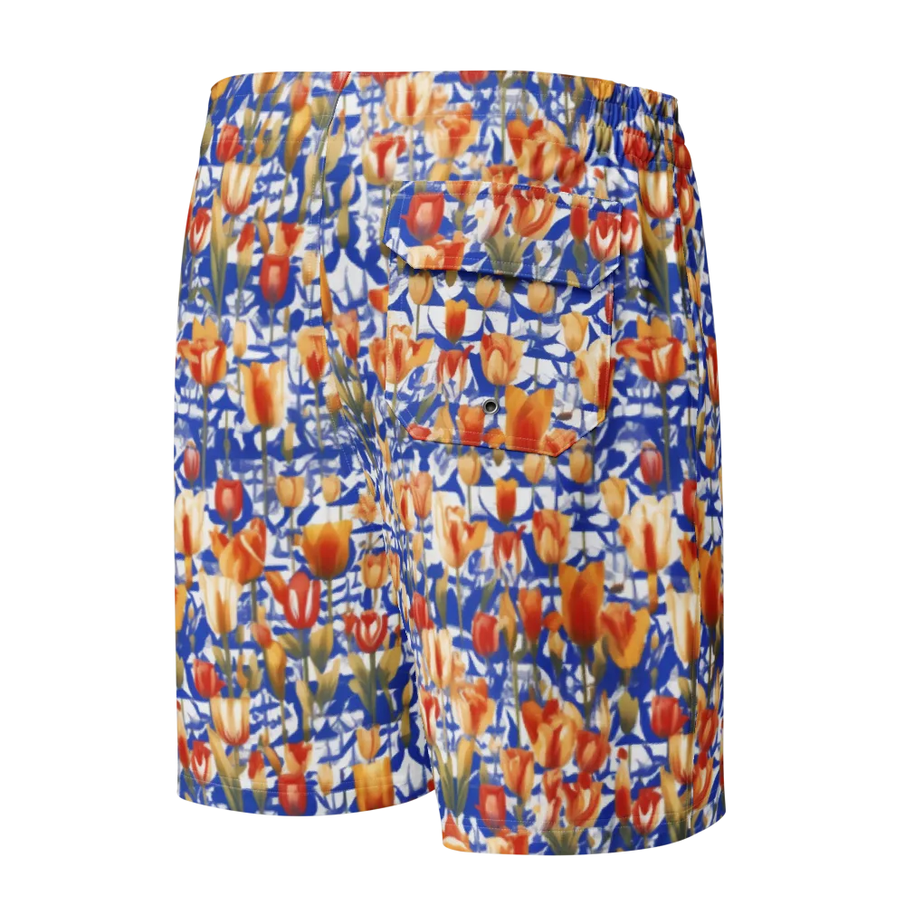 Cobalt Tulip Riot on Men's Board Shorts — Back