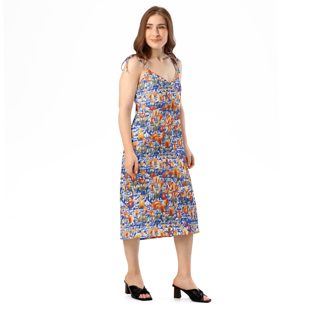 Cobalt Tulip Riot on Slip Dress — Right Front