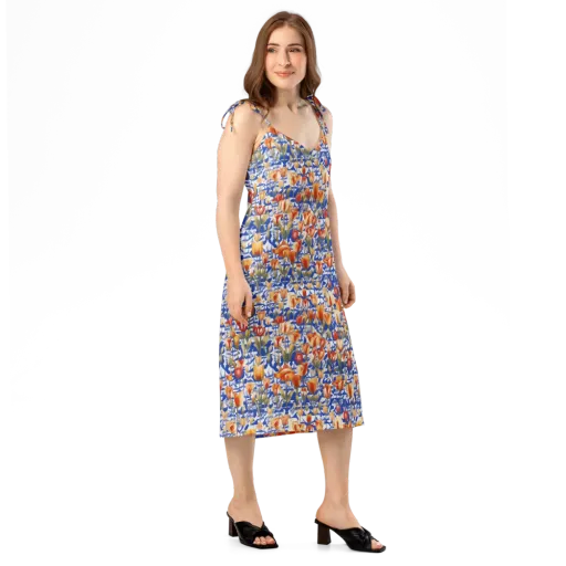 Cobalt Tulip Riot on a Slip Dress