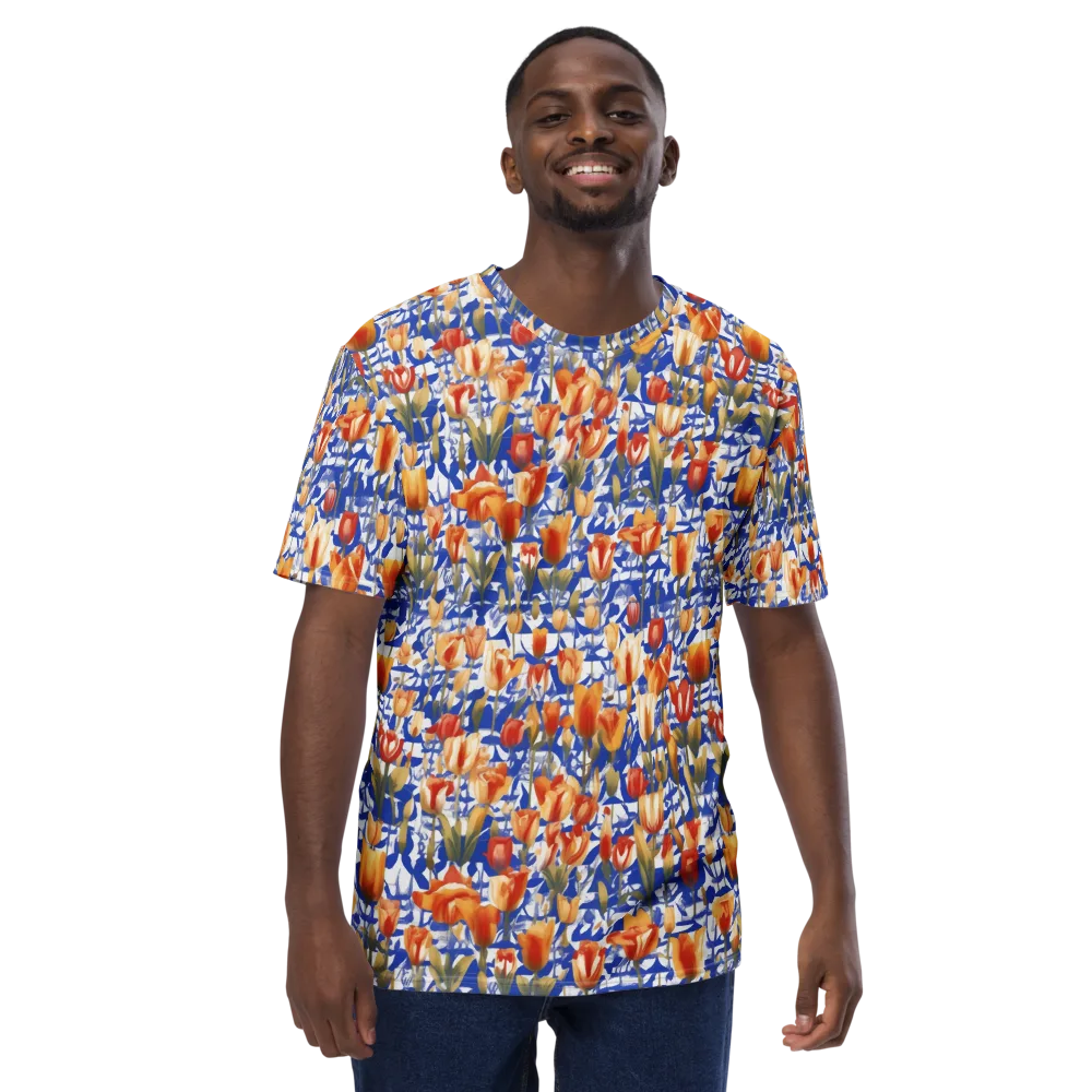 Cobalt Tulip Riot on Men's Crew Neck T-Shirt — Front